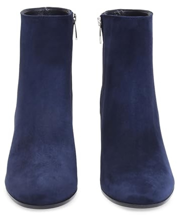 Stivaletti con Punta Tonda per Donna Stivaletti Eleganti Pelle Moda Occidentale Stivaletti Classici Passeggio Slip-on in Tinta Unita Stivali Lavoro con Tacco Grosso Largo,Blu,39 EU