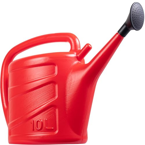 Hardys Red Rose Watering Can, 10L - Outdoor & Indoor Watering Can | Detachable Sprinkler Rose Head, Long Spout, Large Handle, Easy Fill Opening, Water Can for Houseplant & Garden Plants