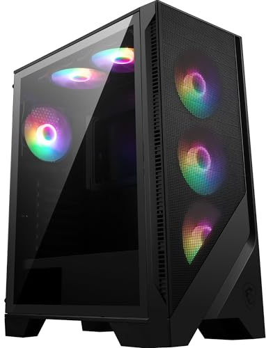 MSI Armadio Mag Forge 120A AIRFLOW con Finestra RGB, Midi-Tower, ATX/Micro-ATX/Mini-ITX, USB 3.2, senza sorgente, 6 ventole RGB installate, Nero