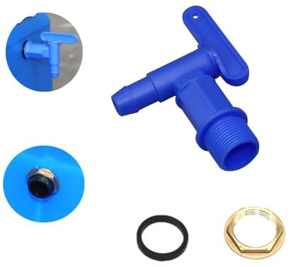 TOPWAYS Water Butt Tap, 3/4BSP Plastic Snap Fit Hosepipe Rain Barrel Tap Water Butts for IBC Tank Rain Water Collection Barrel Garden Water Connectors with Brass nut (Blue Tap)