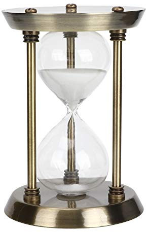 Reloj de arena vacío rellenable, reloj de arena vintage con marco de metal, reloj de arena decorativo de tamaño pequeño para decoración de escritorio de oficina y hogar (pequeño)