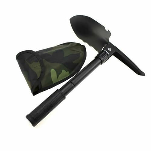 HWAJNADGD Military Folding Camping Shovel Heavy Duty Carbon Steel Foldable Survival Shovel Portable Trenching Tools Tactical Shovel for Camping Backpacking Hiking Digging Dirt Car Emergency Black