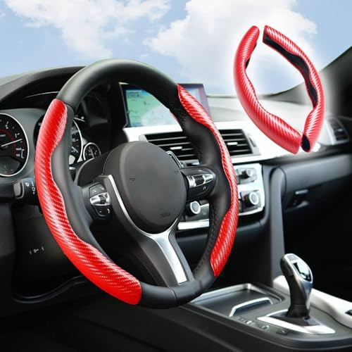 Flaconi Protector Volante Coche,Funda Volante Coche Universal,Funda Volante Coche,Funda de Volante de Coche,Cubre Volante Coche,Funda Volante,Adecuado para Coches,Camiones,Furgonetas,SUV(Rojo)