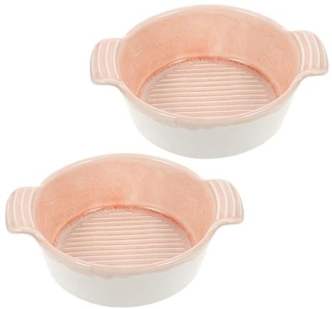 Alipis 2piezas Cuenco Cerámico Para Hornear Fuente Con Asas Dobles Para Ensaladas y Sopa