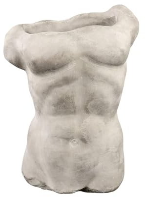 Tung trädgårdsfigur, trädgårdsstaty med blomkruka, fågelbad (630–0), romersk skulptur, stenfigur, stenbyst, dekorativ figur, grekisk staty av stengods för utomhusbruk, väderbeständig