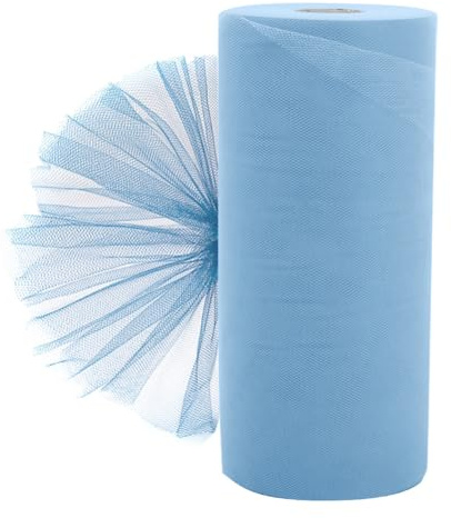 Hellblau Tüllstoff 30cm x 92M Penbinmall Tüll Rollen Tüll Dekostoff Dekoband Transparent Stuhl deko Tischläufer Tüllnetz Tüllband Mesh Deko Stoffe für Hochzeit Party Geschenke Basteln