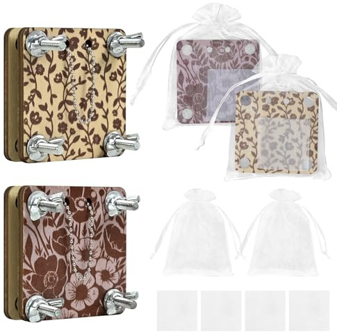 Kit de 2 mini prensa de flores, kits de prensa de flores pequeñas, kit de preservación de plantas de bolsillo de 2.5 pulgadas con 4 papeles absorbentes y 2 bolsas de organza blancas para regalo para