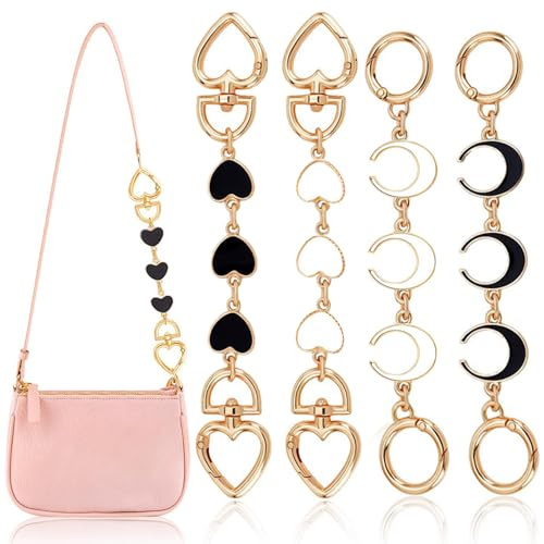 TRKETK 4 Pezzi Cinghie di Estensione per Borsa, Estensori di Ricambio per Borse Bianche Graziosi Ciondoli di Ricambio A Forma di Cuore e Stella Accessori per Borse da Donna, Portafogli