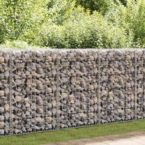 Gabion Basket, Galvanised Steel, 200 x 30 x 100 cm, Robust Stone Basket for Garden, Landscaping and Privacy Screen, High Load Capacity