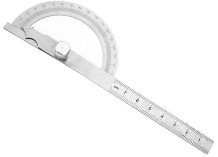 Aumotop Vinkelsökare Av Rostfritt Stål Gradskiva Linjal för Enkel Mätning, 15 Cm Goniometer för Träbearbetning och Teknik (80 * 120 mm)