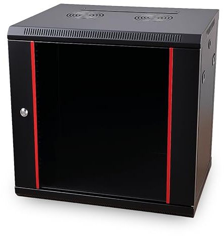 Danicom Baseline 12U väggskåp med glasdörr 600x450x635mm (BxDxH) - Svart