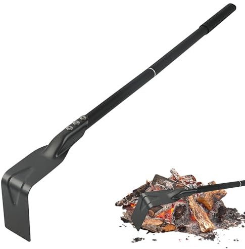 Grillkratta grill askverktyg – kolkratta pizzaugn tillbehör, grillrengörare pokerskrapa för pizzaugn, för öppen spis, spis