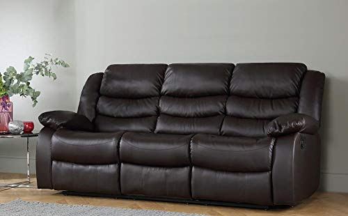 DProT Recliner Sofa Leather bonded Reclining Sofa Suite Sofas Chair 3 2 or 1 Colour Brown (3 Seater Sofa)