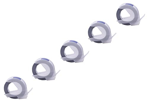 vhbw 5x 3D Prägeband-Schriftband-Kassette kompatibel mit Dymo 1855, Jet, Junior, 1755, 1765, 1805 Etiketten-Drucker 3m x 9mm Weiß auf Blau