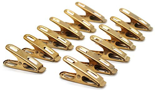 AITRAI Mollette per bucato in acciaio inox, confezione da 50 mollette per bucato, per esterni, casa, cucina, viaggi, ufficio, borsa per alimenti (oro)