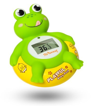 Thermomètre de bain pour bébé en forme de grenouille vert clair - Jouet flottant pour le bain - Disponible en degrés Fahrenheit et Celsius (℉/℃)