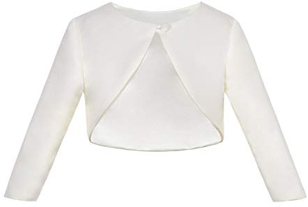 ekidsbridal Long Sleeves Satin Bolero Jacket Junior Flower Girl Shrug Holy Communion 6