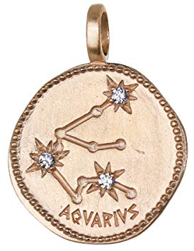 NKlaus Wassermann Sternzeichen Vergoldet 18k Gold 16mm Kettenanhänger Horoskop Zodiak 1684