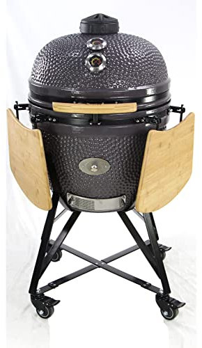 YNNI KAMADO TQ0C18LG Gril moyen de 45,7 cm, vert clair avec broyeur, barbecue, céramique, œuf, fumoir, TQ0C18LG