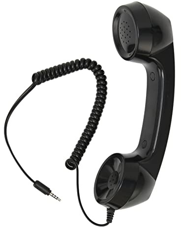 Retro Handy Headset, Strahlungsgeschützter Vintage Telefonkopfhörer 3,5mm Handy Telefonhörer mit Mikrofon für Telefone, Tablets, Notebooks, Computer Usw (Schwarz)