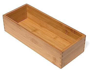 Lipper International Bamboo Utensil Holder Storage Box for Cooking Tools, Makeup, or Office Supplies, 5 x 12 x 3