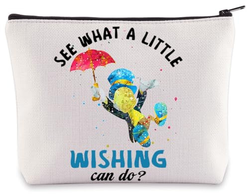 WZMPA Jiminy Cricket Cosmetic Bag Cartoon Fans Gift See What a Little Wishing Can Do Jiminy Cricket Makeup Zipper Pouch Bag For Movie Fans (Little Wishing)