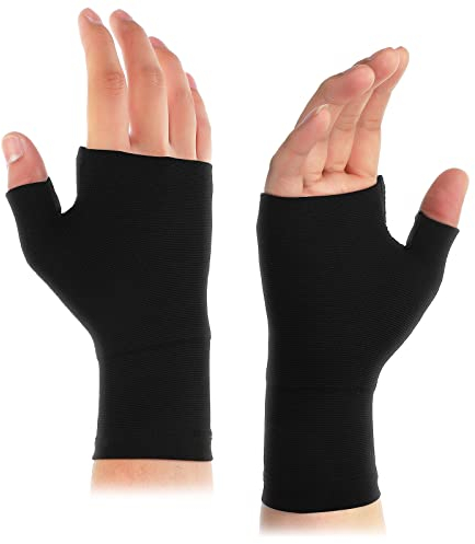 Geyoga 2 Stück Kompression Stütze Daumen Schiene Atmungsaktive Daumenstütze Elastische Bandage Daumen Stützen für Damen Herren Sport (Negro, L)
