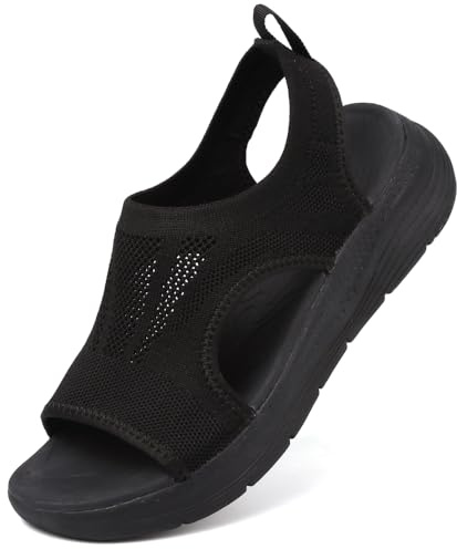 VTASQ Sandales Orthopédiques Mode Femme, Bout Ouvert Plage Légères et Confortables, Respirantes et Étanches, Tricots de Sport et de Marche Été