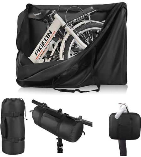 GRABADO Bolsa de transporte para bicicleta impermeable, duradera 900D, bolsa de transporte universal plegable con correa fuerte para ruedas de 20 pulgadas