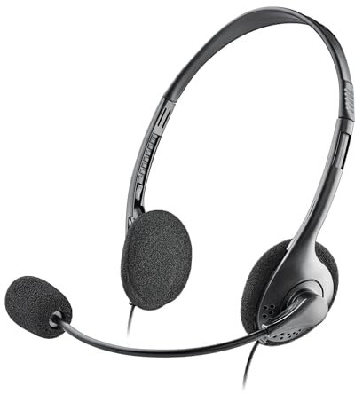 NGS MS103 MAX - Auriculares con Cable para Ordenador, Micrófono, Diadema y Micro Ajustables, Ligeros, Control de Volumen, Conexión Jack 3.5 mm, Longitud Cable 1.5 mm