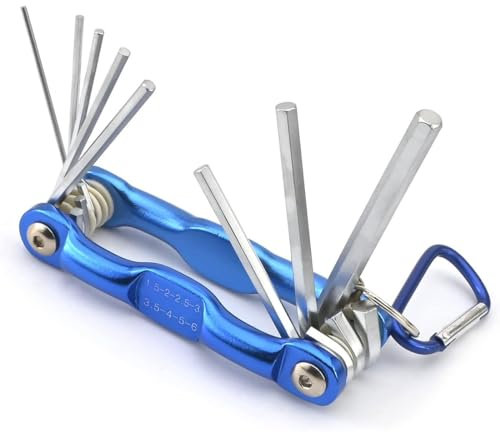 YOCDNOV 1 Pieza Juego de Llaves Allen Plegables - Vaso Hexagonal Profesional - Juego de Llaves Allen métricas con Llavero para reparación y Montaje -