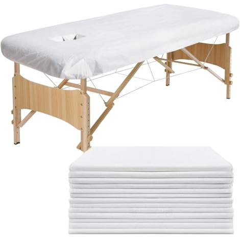 Luriseminger 30 st engångslakan massageliggor, 110 x 215 cm engångsdra-på-överdrag med hål för massagesäng, hygienöverdrag av fleece för sängar och liggstolar