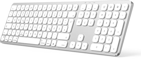 SODI Trådlöst Bluetooth-tangentbord för Mac, tysk QWERTZ-layout, uppladdningsbar, aluminium, smal, full storlek, för iMac, MacBook Pro/Air, iPad, iPhone 17/16/15/14, iOS, vit