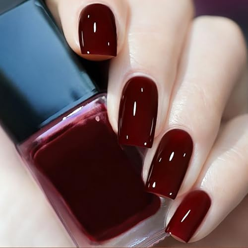 Long-Lasting Chip Resistant Cherry Red Nail Polish for Women - Quick Dry Burgundy & Wine Shades - Gel Paint for DIY Nail Art & Manicure - No Baking Required
