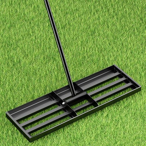 Lawn Leveling Rake, 30” x10”Stainless Steel Lawn Leveler Tool, Ground Leveler for Yard with 78”Adjustment Long Handle, Levelawn Lute for Grass, Golf Field, Garden and Courtyard