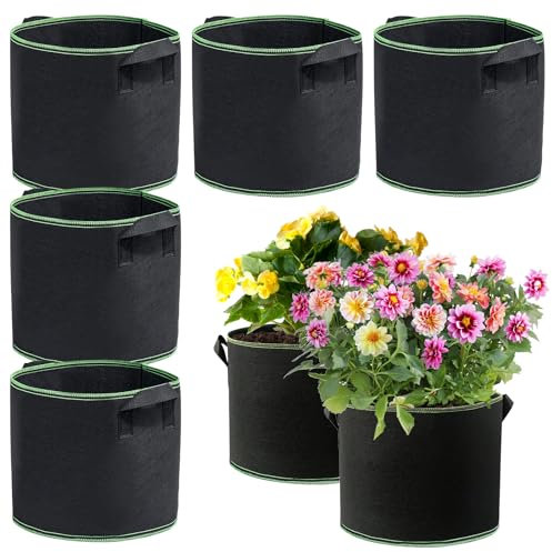 SUNOYA Saco de plantas de tela no tejida, saco de plantas de tomates 40 L, 5 unidades de macetero de 40 x 30 cm, saco de patatas con asa de 10 galones, macetero de tela para balcón, terraza