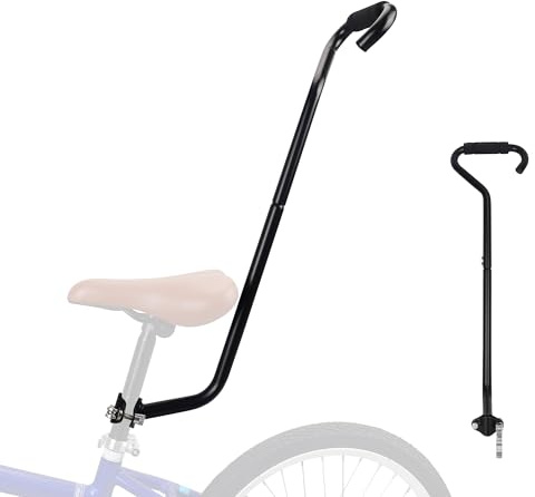 ZUKKA Barra de empuje para entrenamiento de bicicleta, mango de aleación de aluminio, barra de empuje universal para bicicleta infantil, ayuda de aprendizaje, barra de sujeción