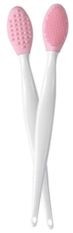 Pennello per labbra esfoliante, spazzola silicone a doppia faccia a doppia faccia doppio lato manuale cleaner blackhead 2pcs, pulitore morbido