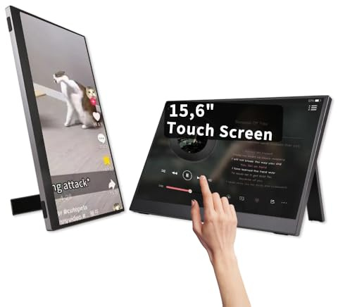 QQU 15.6 Inch Portable Monitor Touchscreen with Stand, Portable Travel Monitor 1080P IPS/HDR Laptop Screen Extenderfor Gaming and Computer Display, Compatible with Laptop PC Phone PS4/PS5 Switch