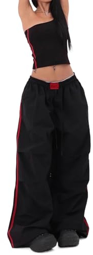 Skateboard Frog Pantaloni Cargo Donna Baggy Y2K Paracadute Vita Elastica Gamba Larga Asciugatura Rapida Righe Contrasto Stile retrò