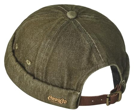 CLAPE Casquette sans Visière Coton Casquette Docker Homme Femme Bonnet Denim Chapeau Marin Réglable Beanie GreenishBrown FMA2503