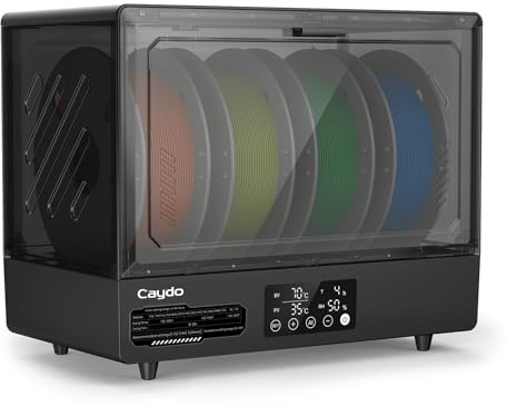 Caydo Filamenttrockner, 3D-Drucker Trockenbox mit automatischer Feuchtigkeitskontrolle zur Feuchtigkeitssperr-Lagerung, 350W PTC-Heizung, 35-70℃ Temperaturbereich & 99H Timer für Nylon, PETG, TPU etc