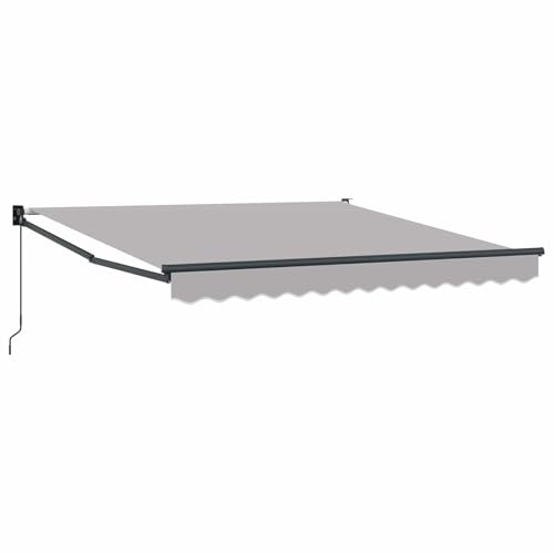 hliofuir Toldo con brazo articulado, 300 x 250 cm, color gris claro, toldo manual de poliéster con manivela, toldo retráctil para terraza, balcón y jardín