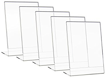 HMF 46934 akryl bordsstativ sned | 5 stycken | DIN A4 stående format | glasklar