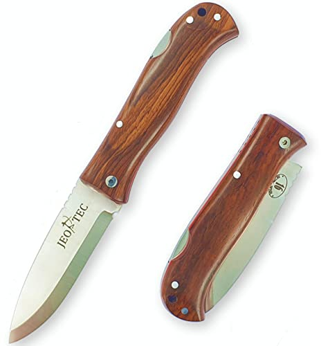 JEO-TEC Nº16 Couteau Pliant de Bushcraft Survival Camping Activités de Plein Air, Sandvik 14C28N Scandi, Fait à la main en Espagne