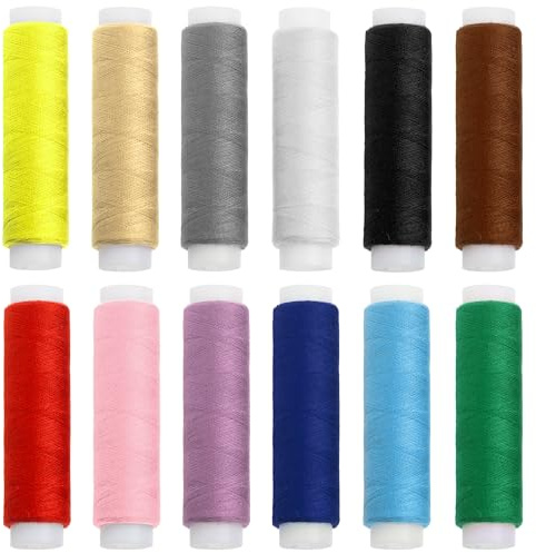 Faden & Nadel Nähgarn-Set: 12 Spulen Nähgarn in verschiedenen Farben; 40/2 aus 100% Polyester; Länge: je 50 m