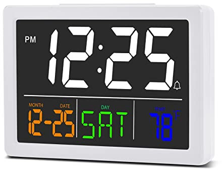 SZELAM Digital Alarm Clock With 5.5 Large LED Display, USB Charger, 6 Brightness Levels, Adjustable Volume, Date Temperature Display for Bedside Desk Bedroom