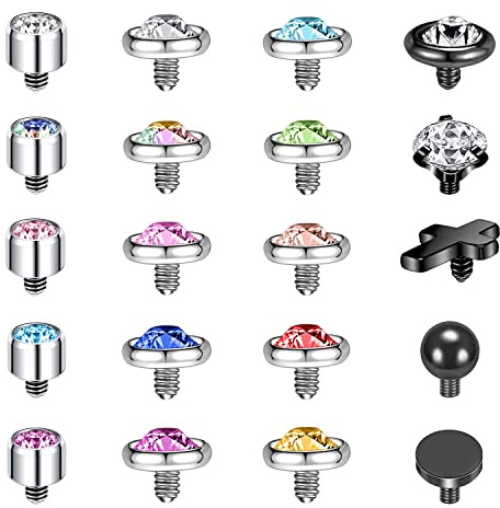 ZS 16 g Drums piercingsmycken kirurgiskt stål diamant toppar för män kvinnor ytpiercing smycken toppar svart guld mikrodermal piercing smycken, Rostfritt stål, Kubisk zirkon