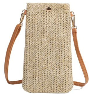 Dasellfa Handytasche Zum UmhäNgen Strohtaschen, Crossbody Bag Damen, Kleine UmhäNgetasche Klein Korbtaschen, Handy Schul，Tertasche Mit Langem Gurt,Bohemien,Strand Tasche MäDchen Frau (Gelb)