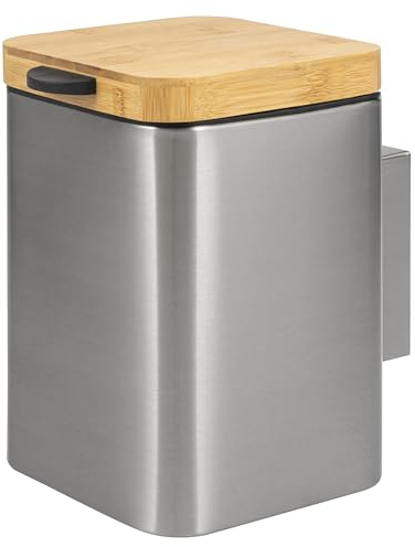 bremermann Poubelle de salle de bain, murale, 3 l, montage à 2 voies, carrée, en acier inoxydable